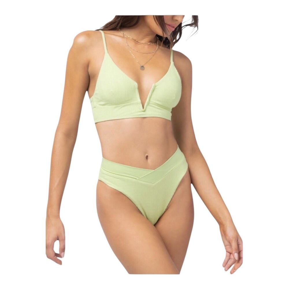 L*Space Court Bitsy Ribbed Bikini Bottom Mojito Green Women’s Small NWT